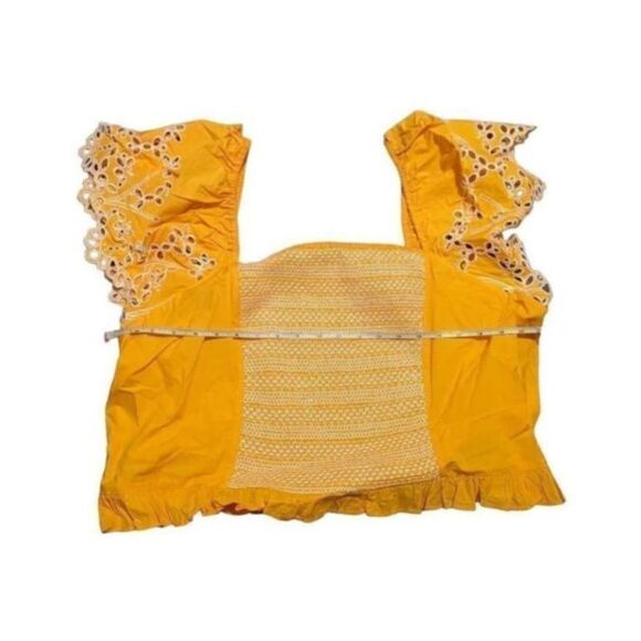 Tanya Taylor Austin Crop Top Square Neck Blouse Orange Size 22 - Picture 9 of 9